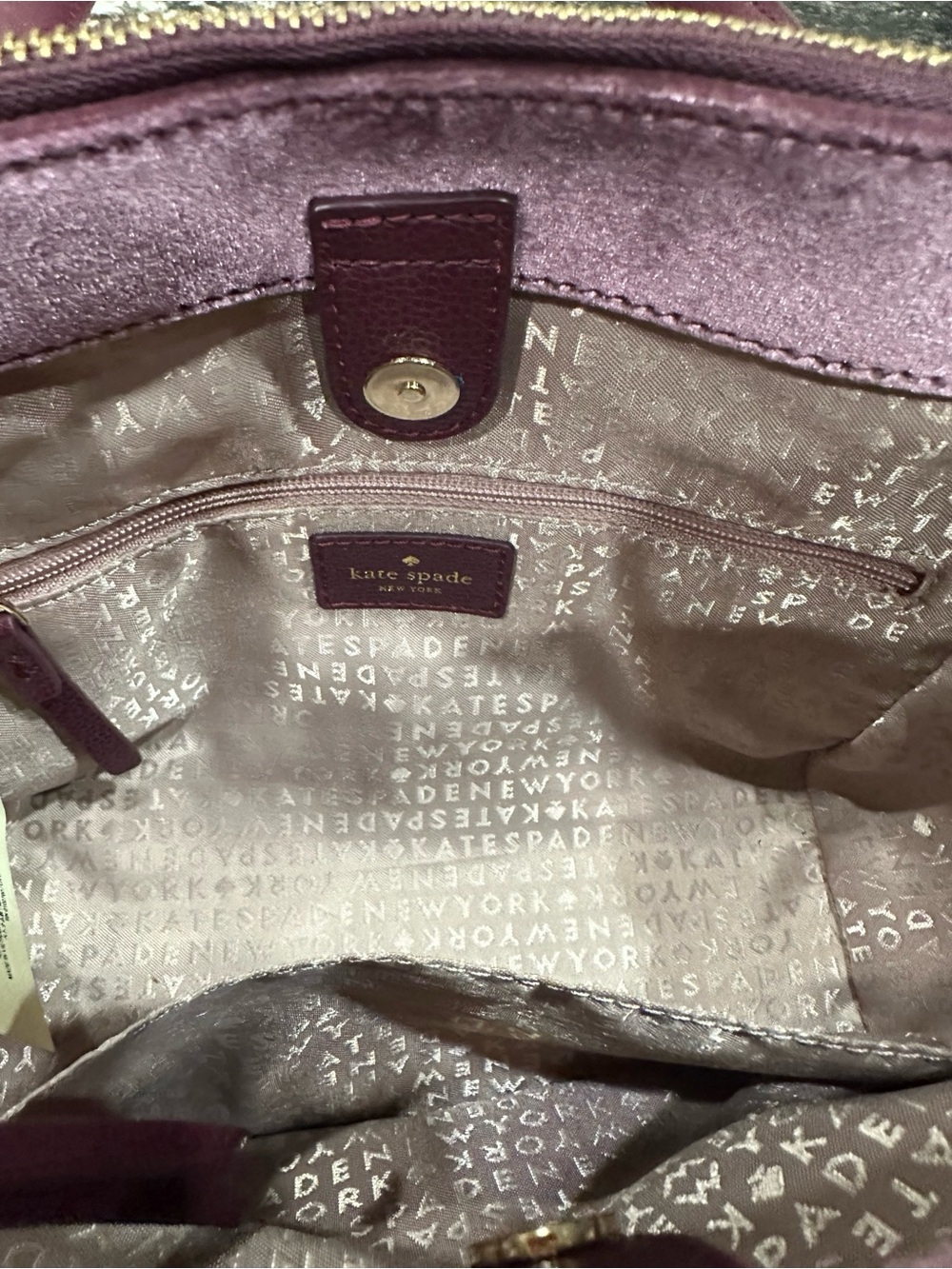 kate spade💜Plum Velvet Top-Handle Satchel with Gold Hardware - Picture 11 of 11